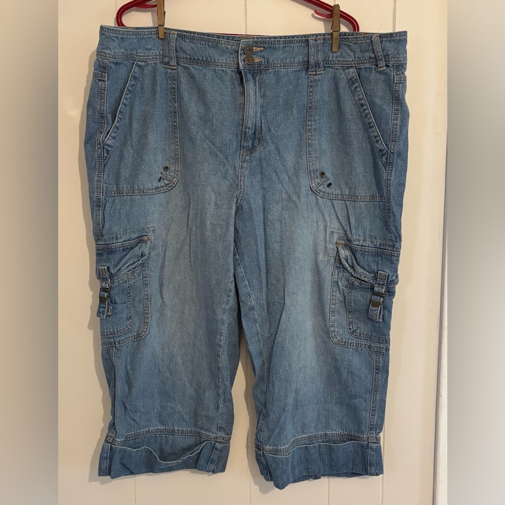 Faded Glory Blue Denim Cargo Capris - Women's Plus Size 22W 3 for $20